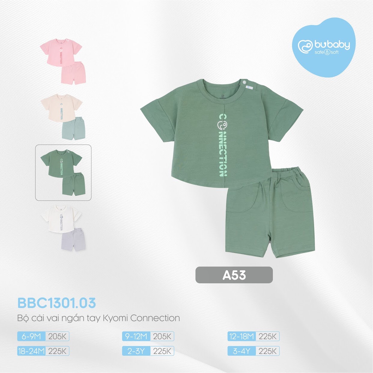 Bộ quần áo cài vai ngắn tay Kyomi Connection BU Baby - Bubaby Bình Dương