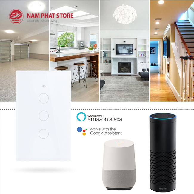 Công tắc 2 nút thông minh Wifi chữ nhật TUYA SMART