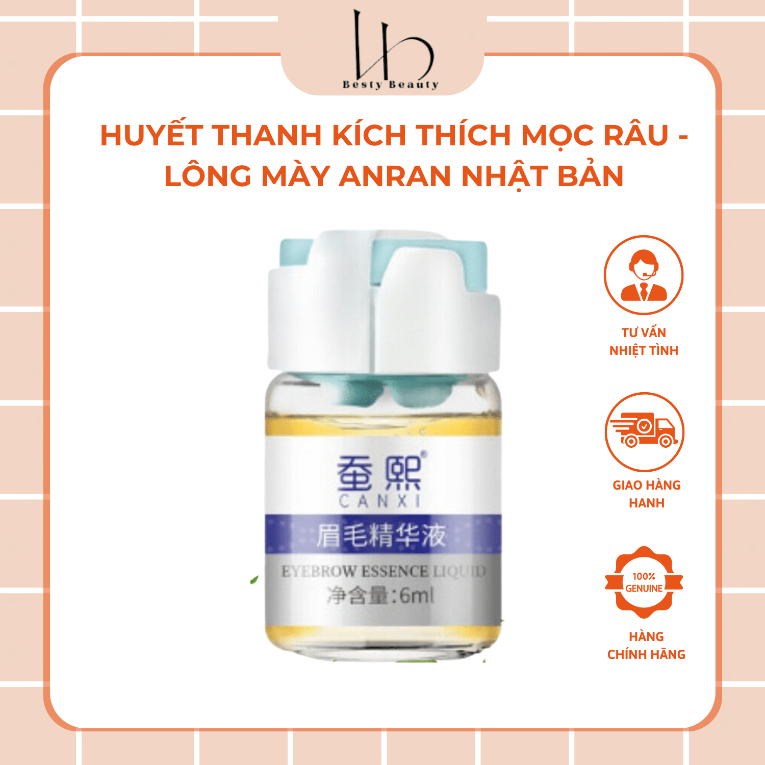 Huyết thanh kích thích mọc lông anran nhật bản serum anran kích thích mọc tóc, râu, lông mày, lông mi 6ml - besty beauty