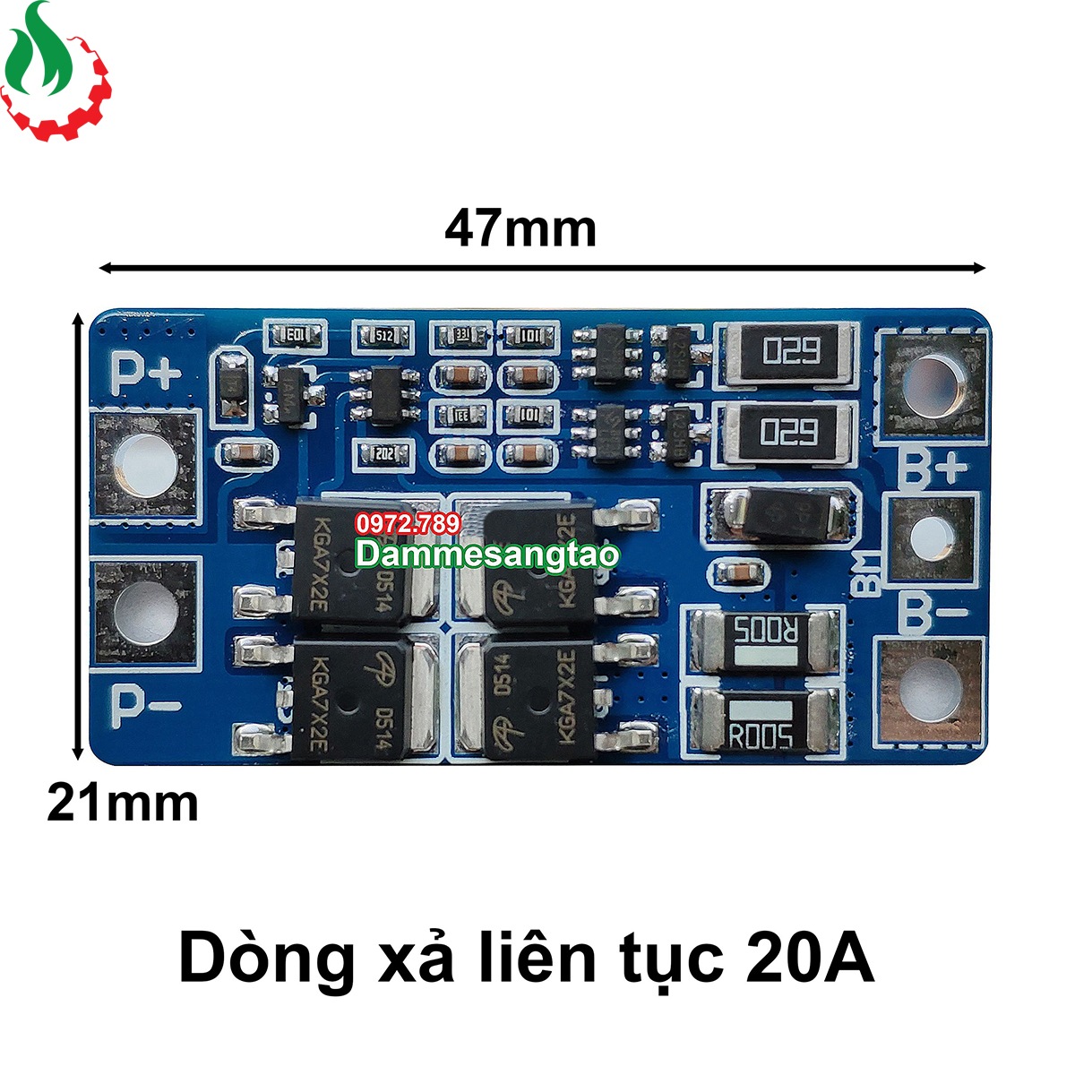 Mạch 2S 20A 7.4V (8.4V) bảo vệ pin Li-ion 3.7V