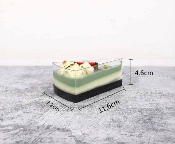 Cốc nhựa tam giác đế đen LC48 làm bánh mousse/ tiramisu/ bánh kem