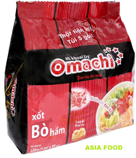COMBO 5 gói Mì OMACHI (xốt bò hầm hoặc sườn hầm ngũ quả) (80gr /1 gói)