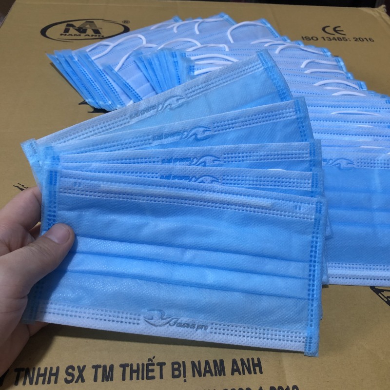 Hộp 50 Cái Khẩu Trang4 Lớp - KHẨU TRANGNAM ANH - MÀU XANH