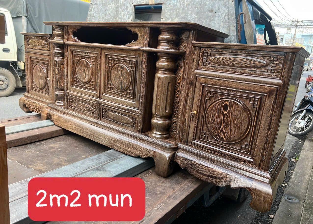 Kệ tivi gỗ mun ngang 2m2