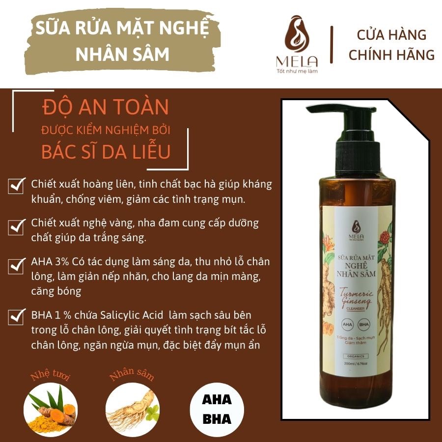 Sữa rửa mặt nghệ - nhân sâm 200ml