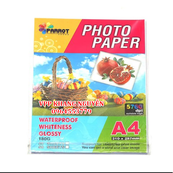 Giấy In Ảnh Khổ A4 - 180gsm (Xấp 50 Tờ)