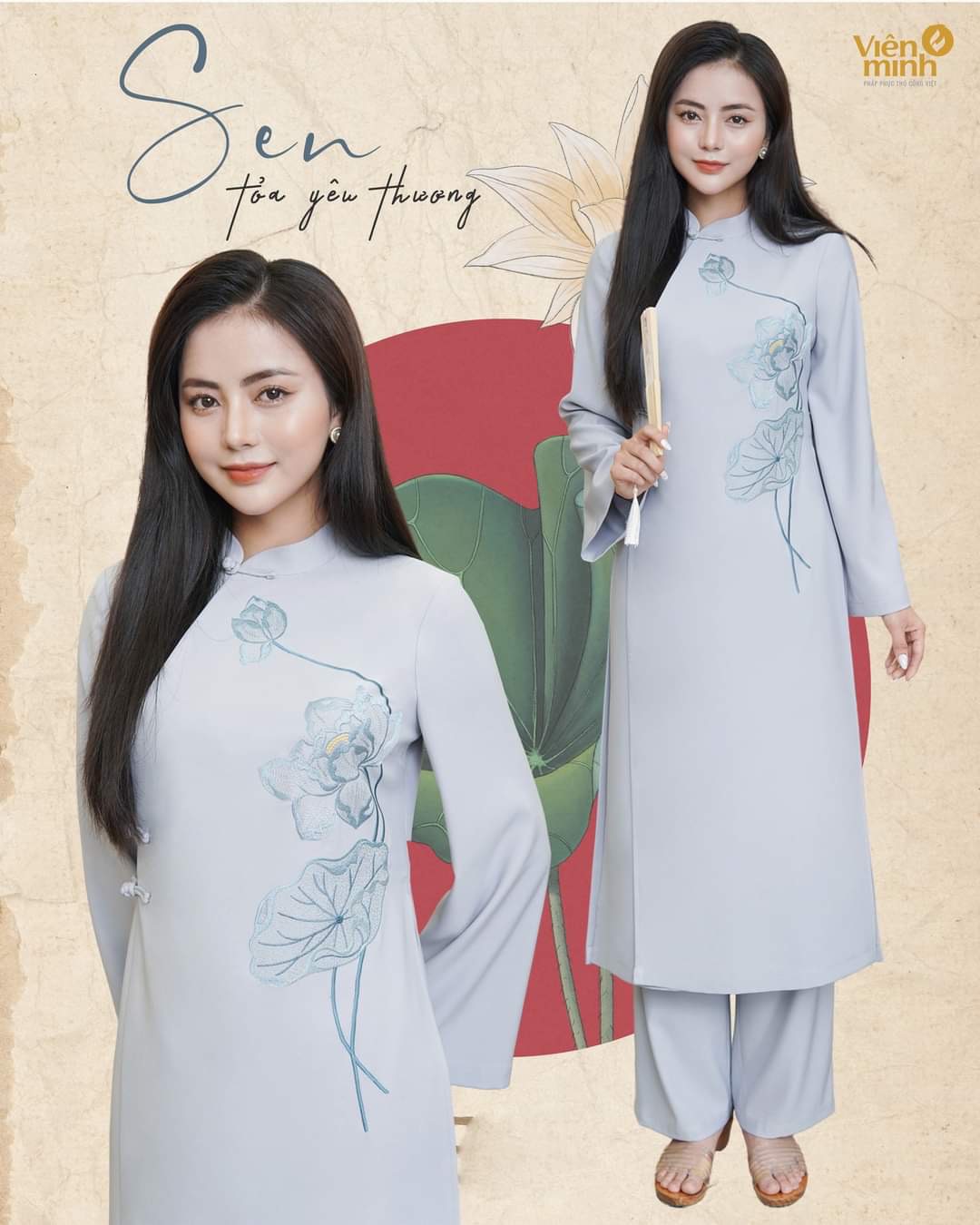 Áo Dài Đi Chùa- Pháp Phục Lễ Chùa Chất Lụa Thêu Hình