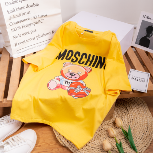 Áo thun nữ tay lỡ form rộng in gấu Moschino, vải Cotton Cao Cấp dày dặn mịn mát, thấm hút mồ hôi, co giãn 4 chiều