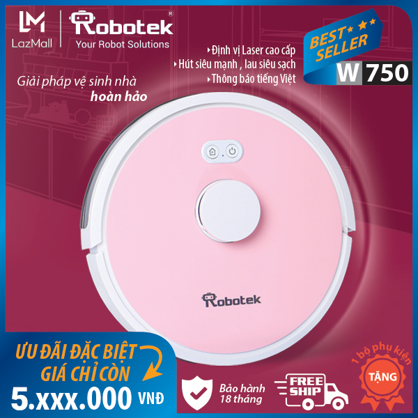 ROBOT HÚT BỤI LAU NHÀ ROBOTEK W750