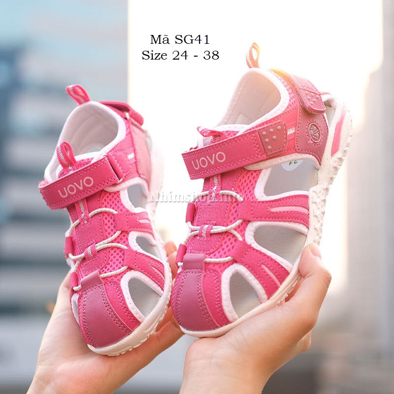 Giày Chỉnh Hình Y Khoa Hỗ Trợ Bàn Chân Bẹt UOVO Dép rọ sandal bít mũi cho bé gái có vòm cong có thể sử dụng để lót đế định hình trẻ em học sinh 2 - 12 tuổi NHÍM SHOP SG41 Hồng dáng thể thao năng động cá tính phù hợp đi học, đi chơi, đi biển mùa hè