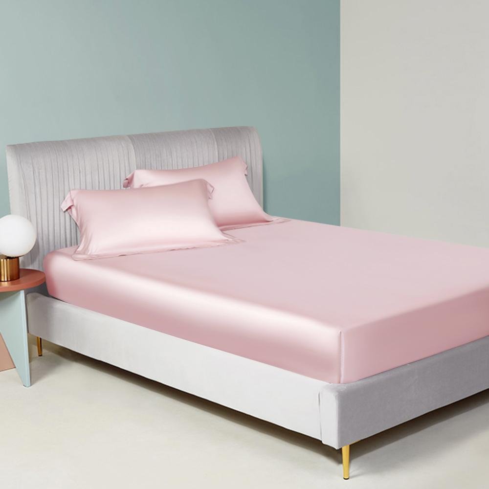 ( Lụa Loại 1) Bộ 5 Món Chăn Ga Gối Phi Lụa Lan Pham Bedding Hàng Loại 1 Mát Mịn - Hồng Phấn