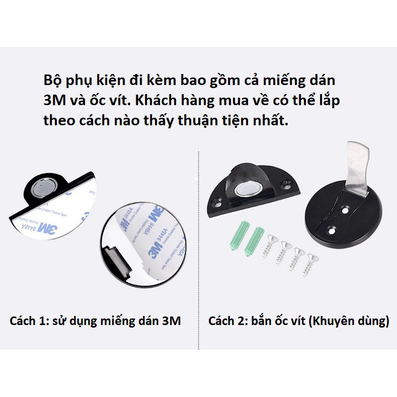 [HCM]Chặn Cửa Hít Nam Châm Dán Sàn - Kèm miếng dán 3M & ốc vít