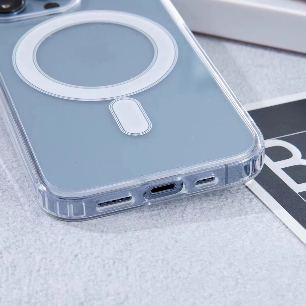 Ốp lưng Magsafe chống sốc Hỗ trợ sạc không dây for iPhone 14 13 12 11 Pro Max XR, Ốp IP từ tính trong suốt Magnetic Case