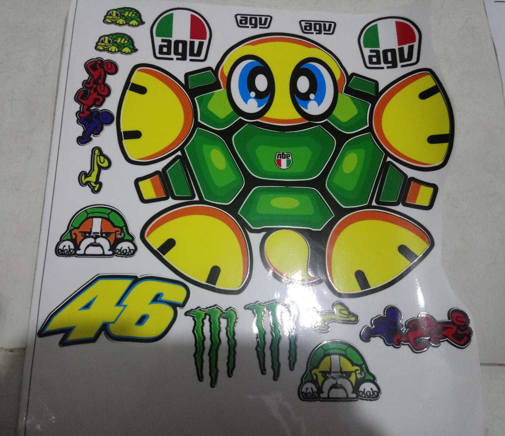 Tem dán nón 3/4 rùa xanh logo 46