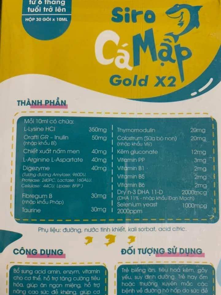 [HCM]Combo 10 Gói Siro Cá Mập Gold X2