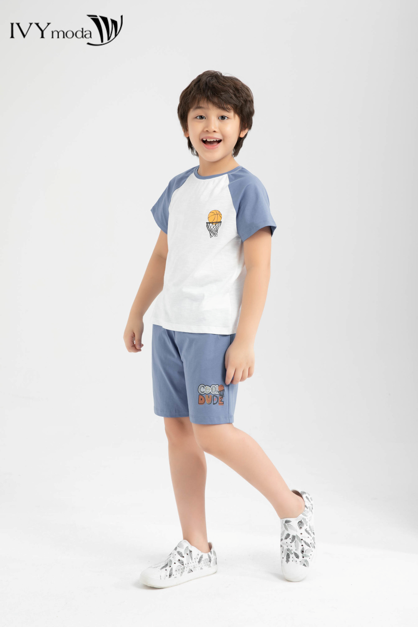 Áo thun bé trai hoạt hình (kèm quần) màu ngẫu nhiên IVY moda MS 57K1348