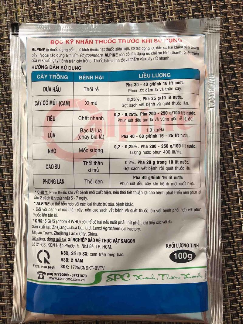 Trừ nấm bệnh Alpine 80WG SPC 100gr
