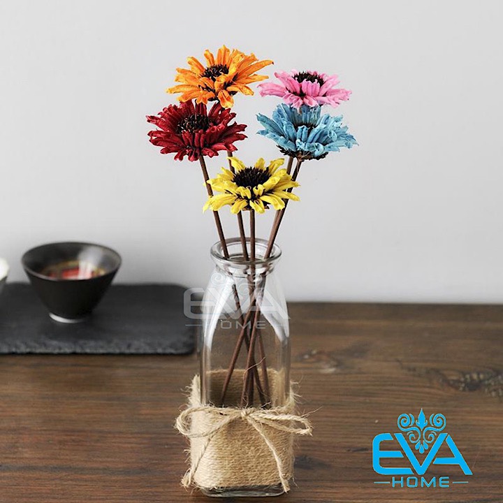 [HCM]Bình Bông Lọ Hoa Thủy Tinh Vuông Tặng Kèm Dây Bố Trang Trí