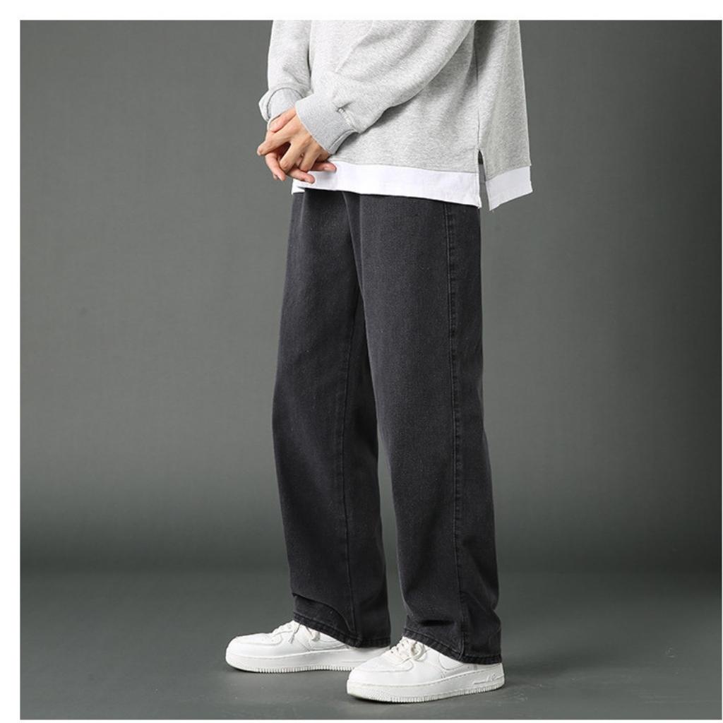 Quần jean nam dáng form suông rộng KONO quần jeans bò baggy trơn ống rộng nam dễ phối đồ chất dày dặn đẹp QJ2