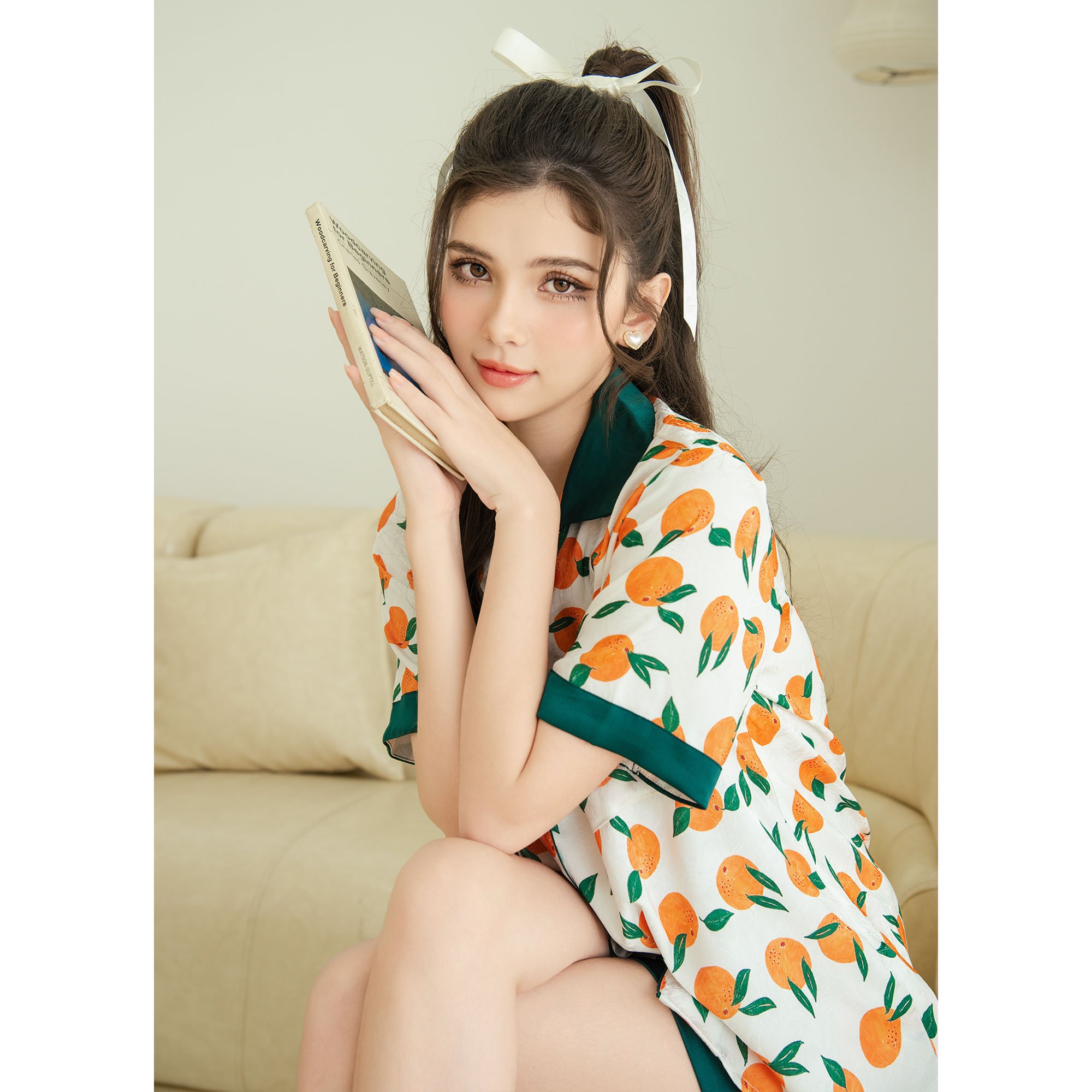 VIBES Pijama ngắn cổ V chất đũi hàn Vie Py Set, bộ ngủ mặc nhà phom rộng thoải mái, kín đáo