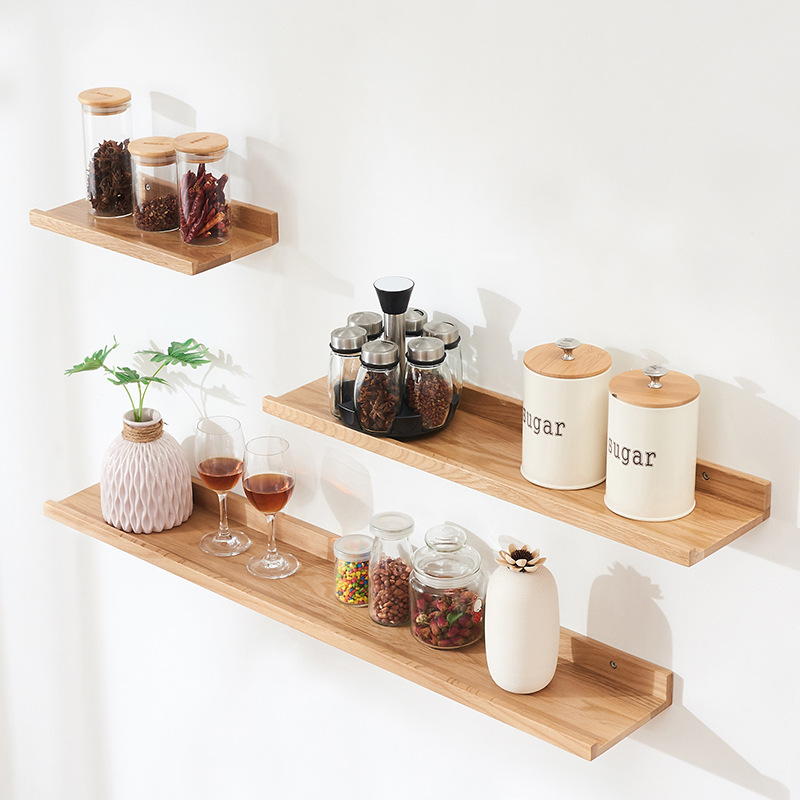 Kệ Treo Tường Bằng Gỗ Có Thanh Chắn, Kệ Để Sách Khung Ảnh Đồ Decor