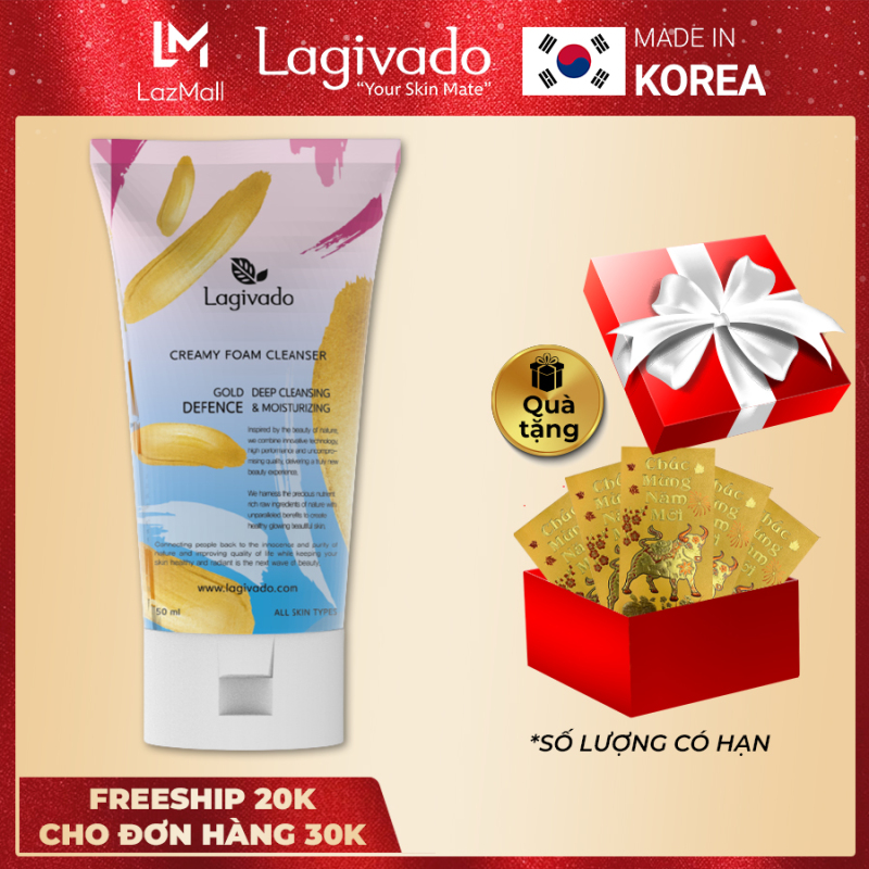 Sữa rửa mặt trắng da Hàn Quốc Lagivado không làm khô, căng da dành cho cả da dầu mụn, da nhạy cảm Creamy Foam Cleanser 50ml giá rẻ