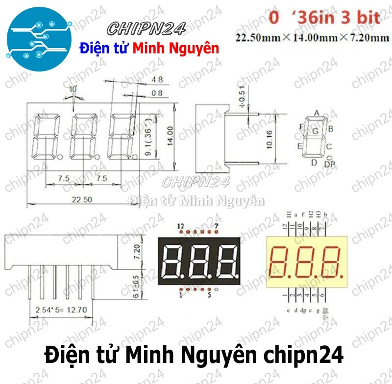 Led 7 Đoạn 0.36 inch Sáng Đỏ (1/2/3/4 Số Âm/Dương chung)- [Chọn Loại] - HHH.00199