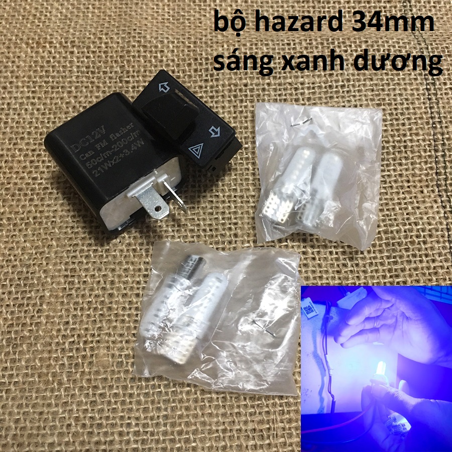 Trọn Bộ Công Tắc vuông 34mm hazard nháy 4 bóng xi nhan cho xe Honda- nhiều màu led