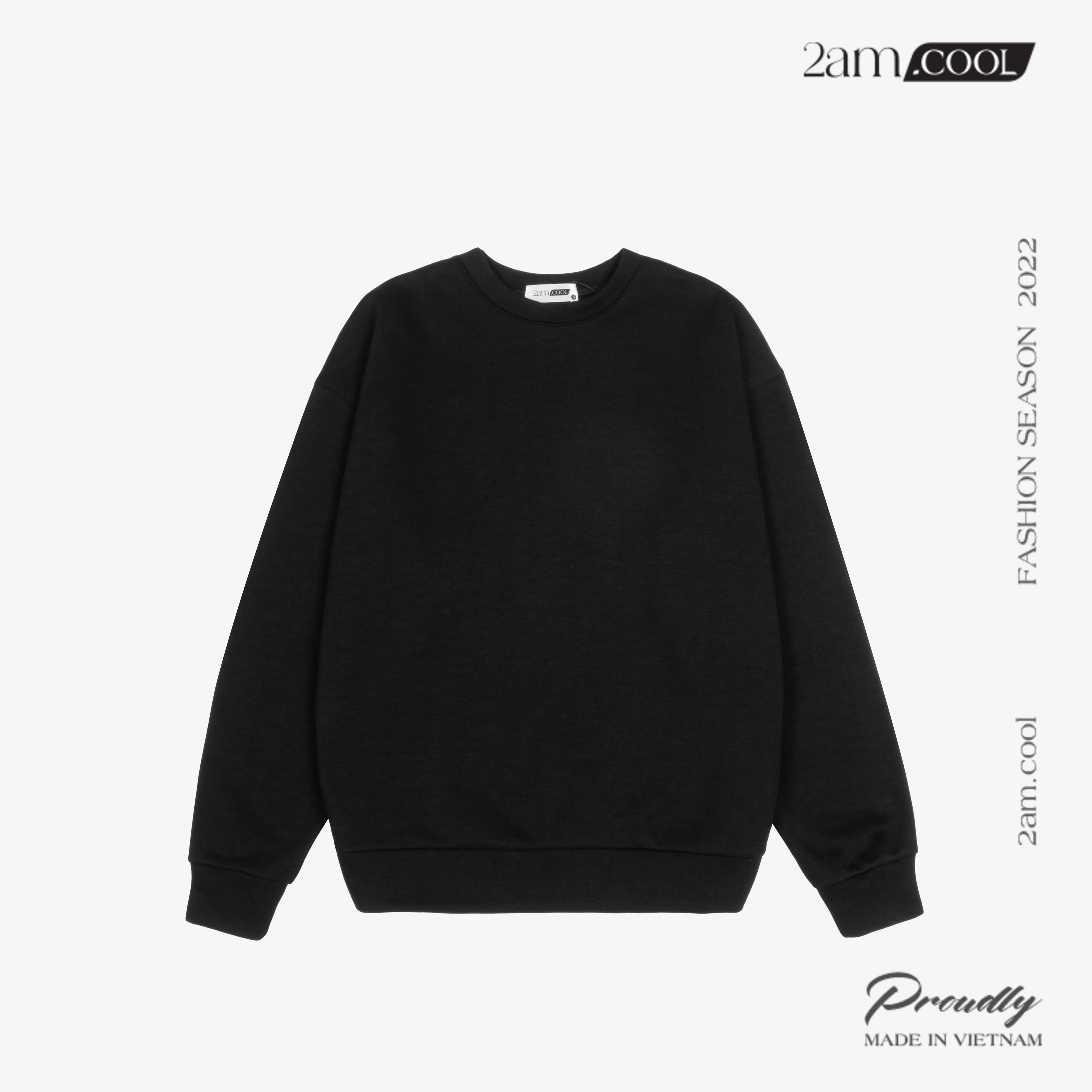 Áo Sweater Nỉ Bông Form Rộng Cổ Tròn Kiểu Dáng Basic Trơn 2AM