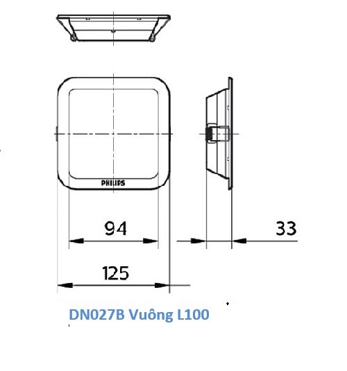 Bộ đèn âm trần Philips vuông DN027B G2 LED (6,9,12) công suất (7W,10W,14W)