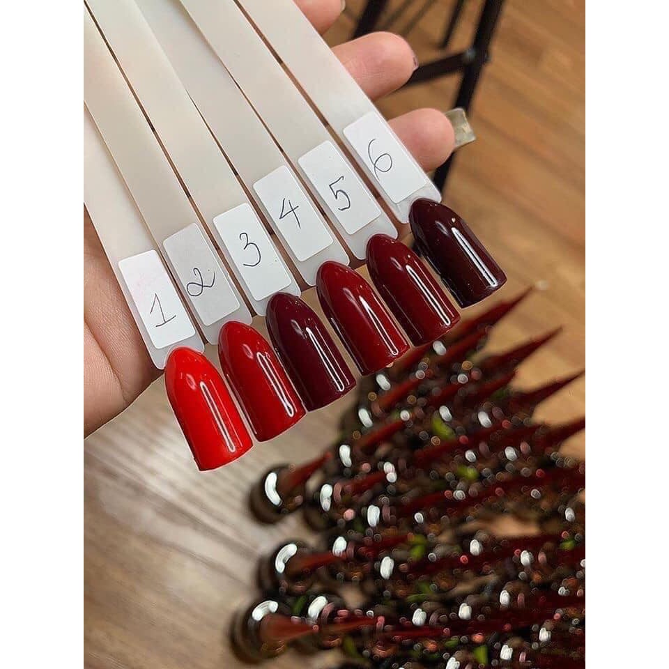 Sơn gel mxbon màu đỏ, set sơn móng tay màu đỏ đô