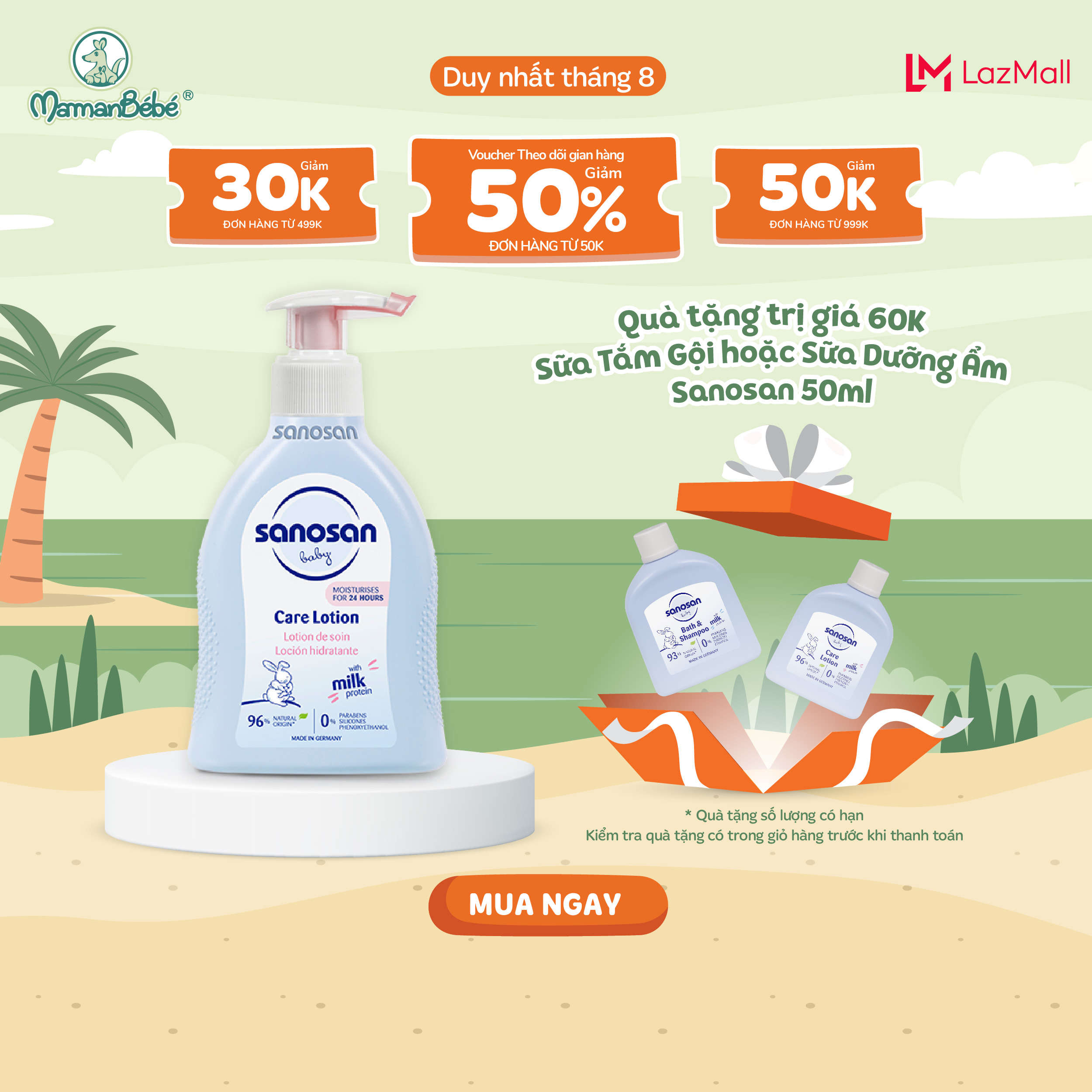Sữa dưỡng ẩm Sanosan Baby với protein sữa thủy phân 0M+ 200ml