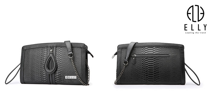 Túi clutch nữ cao cấp da thật ELLY- EC12 đen
