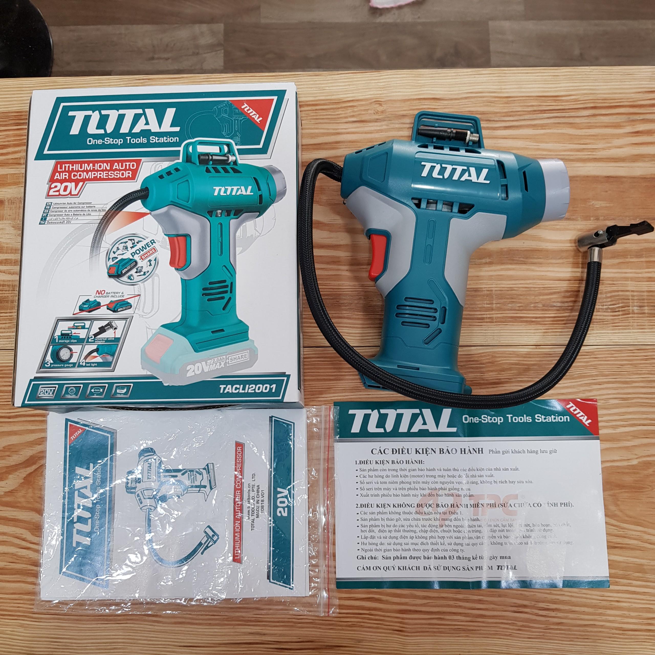 20V Máy bơm hơi tự động dùng pin Total TACLI2001 (không gồm pin và sạc)