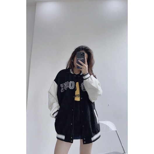 Áo khoác bomber CHOOSE da lộn hàng đẹp form rộng