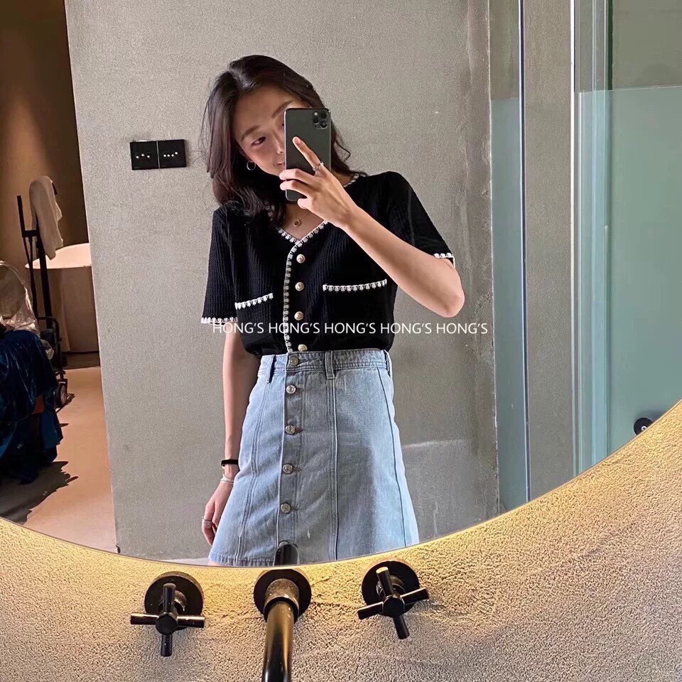 Áo Thun Croptop TAY NGẮN PHỐI VIỀN REN