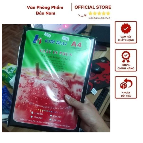 Giấy in phun kim mai a4 đl115 - giấy đóng 100 tờ/ tập - định lượng 115 gsm - giấy in 1 mặt