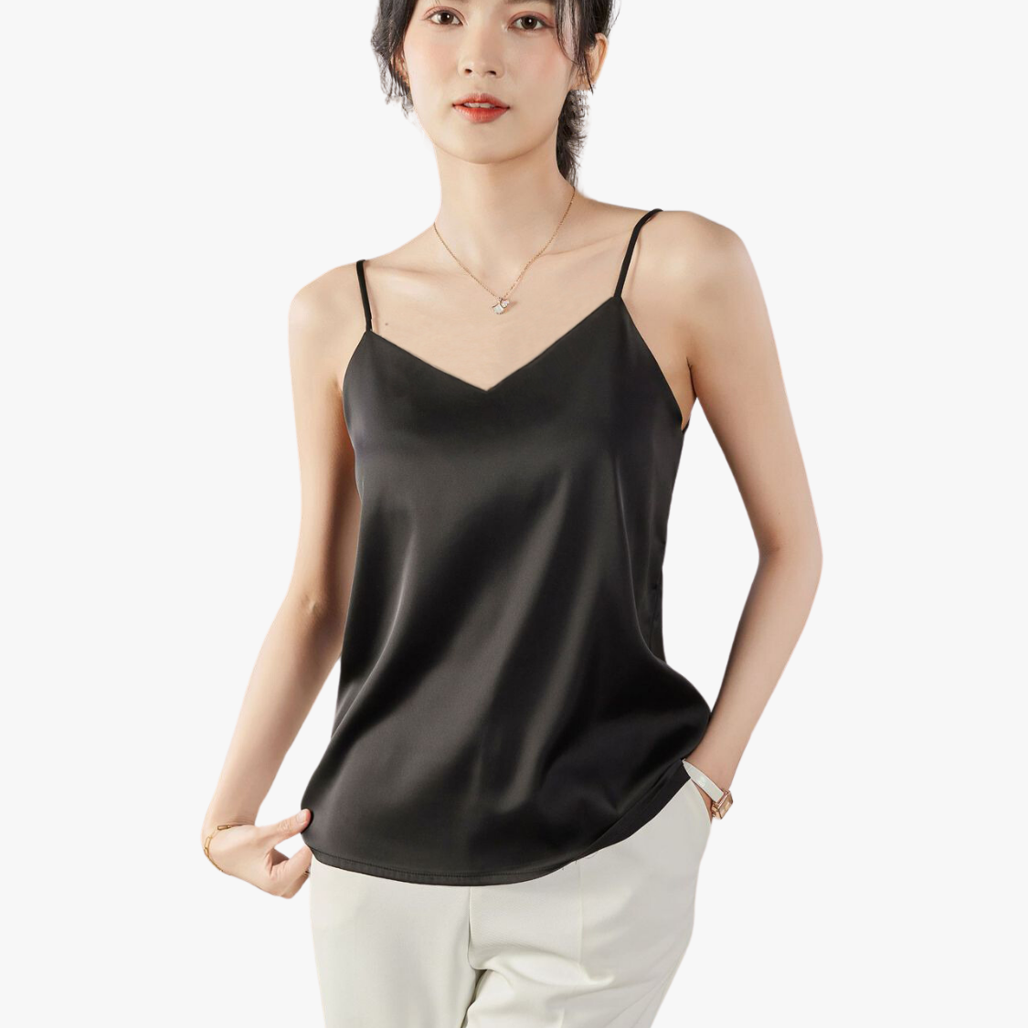 Áo Lụa 2 Dây Nữ Madela Lụa Hàn Cao Cấp Mềm Mịn, Áo Hai Dây Lụa