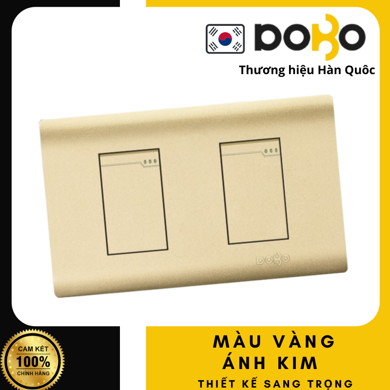 Công tắc, ổ cắm, mặt thiết bị 1,2,3,4,6 màu vàng ánh kim DoBo Korea (bán theo từng thiết bị)