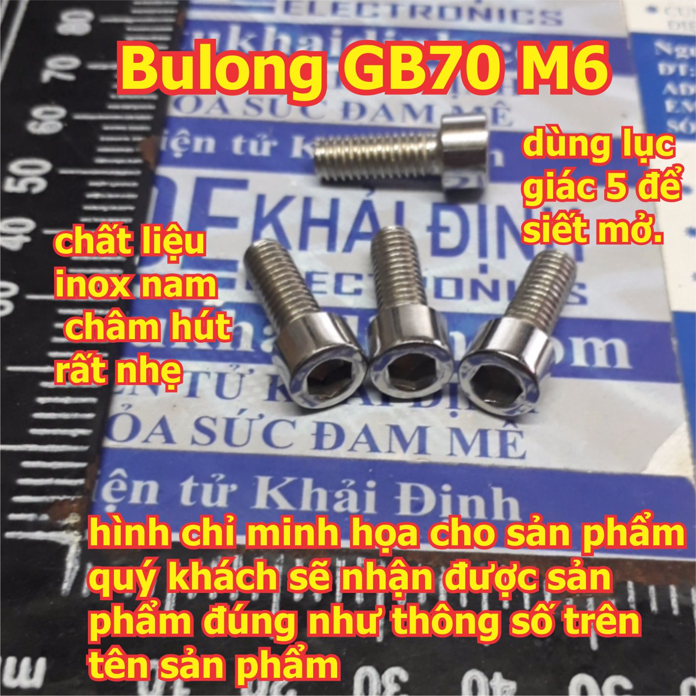 bulong, vít pake GB70 M6 inoc inox tán tròn,  đầu lục giác chìm,  M6 các loại dài 8mm~100mm kde5556