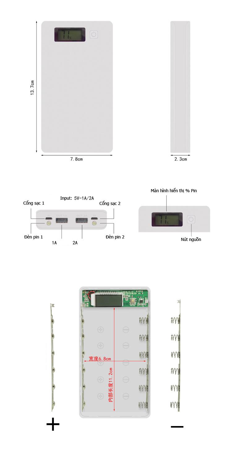 Box sạc dự phòng 6 cell có LCD