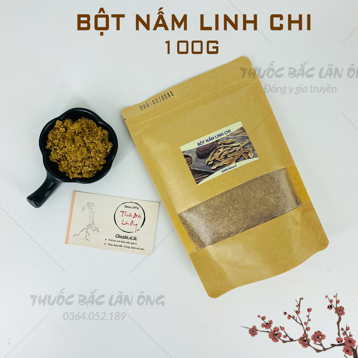 Bột nấm linh chi hàn quốc nguyên chất 100g