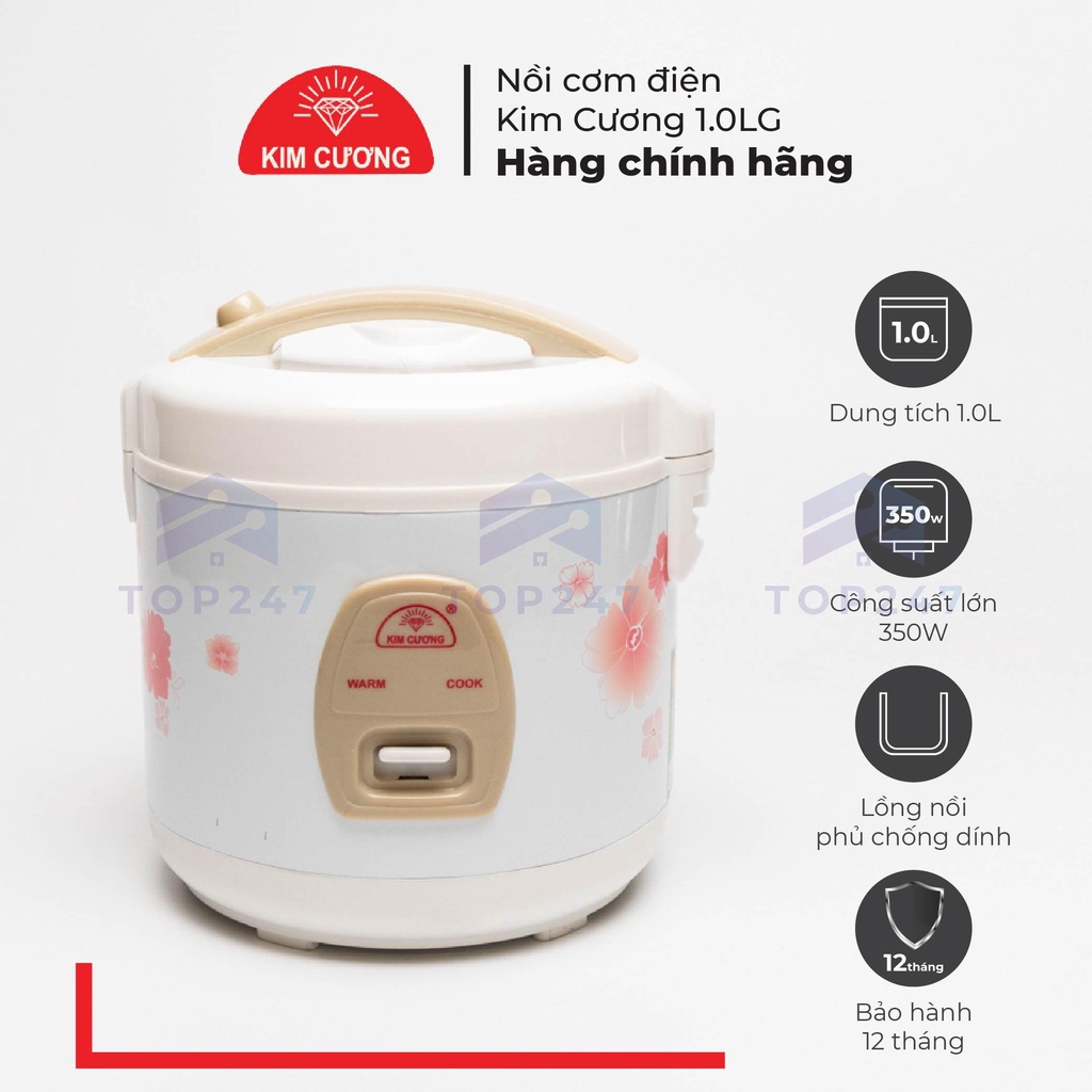 Nồi Cơm Điện Kim Cương - Nắp Gài 1.0 Lít [Chính Hãng] [Có bảo hành]