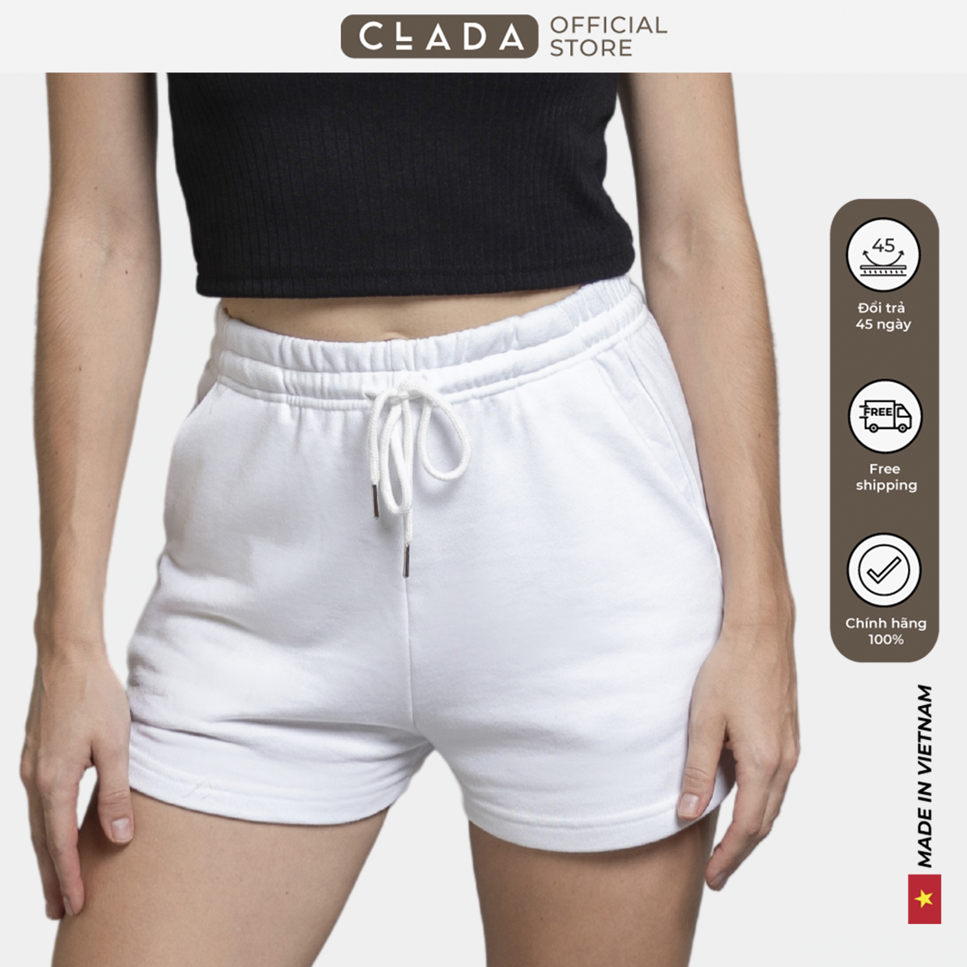 Quần short nữ thương hiệu CLADA - Trắng