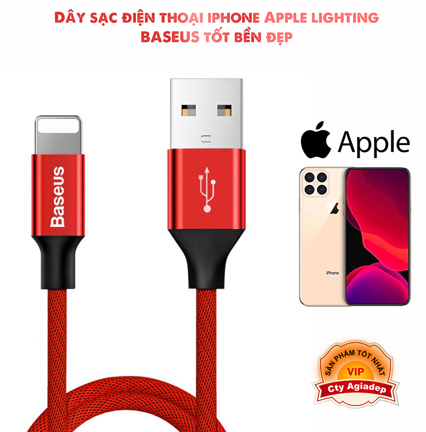 Dây sạc điện thoại iphone Apple lighting BASEUS tốt bền đẹp