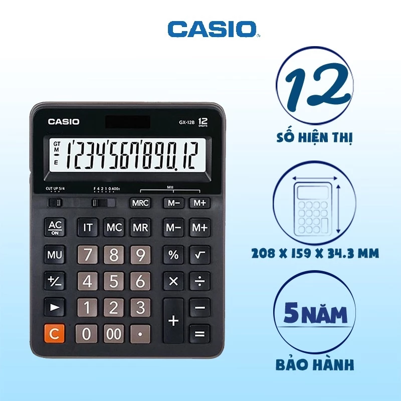 Máy tính Casio GX-12B Chính Hãng Để bàn loại lớn dành cho cửa hàng