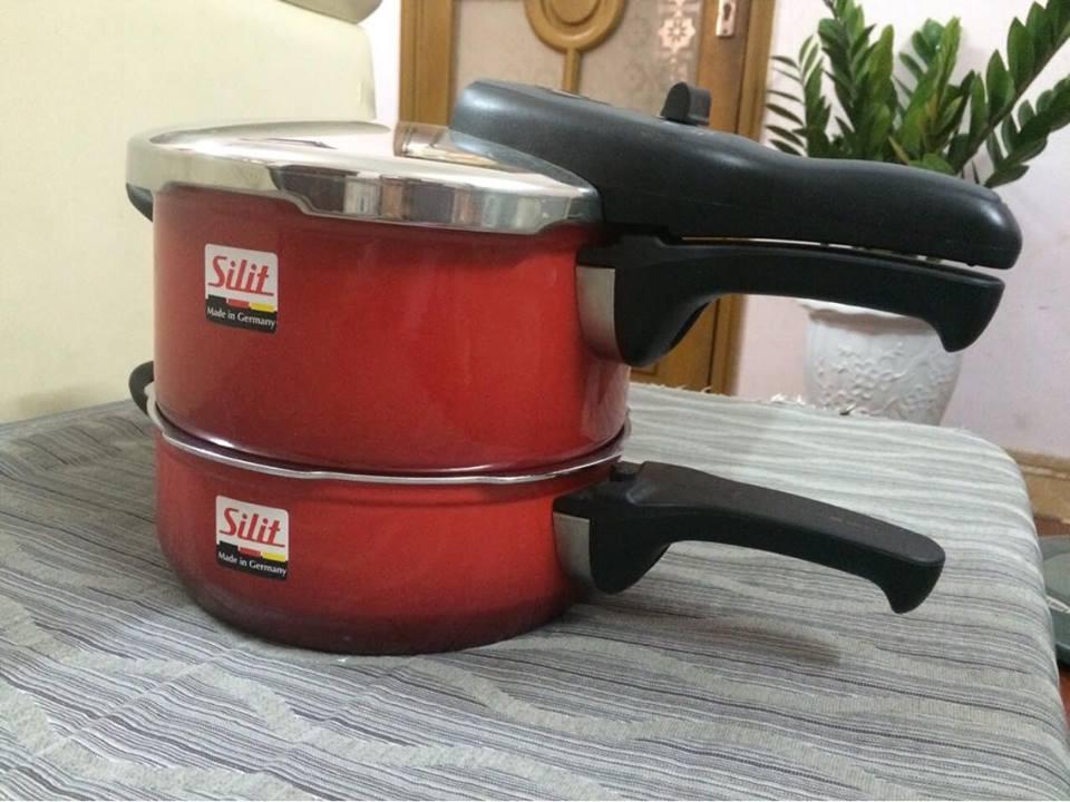 ( Hàng Đức) Nồi hầm Silit Sicomatic Classic Set 2-teilig 4,5l und 3,0l, đỏ