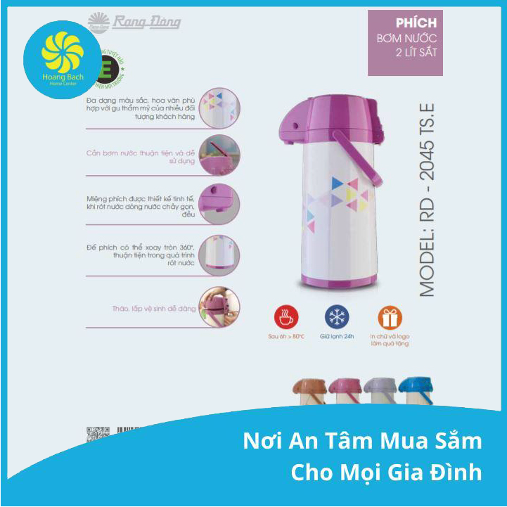 Phích Bơm nước nóng Rạng Đông RD 2045 TS.E