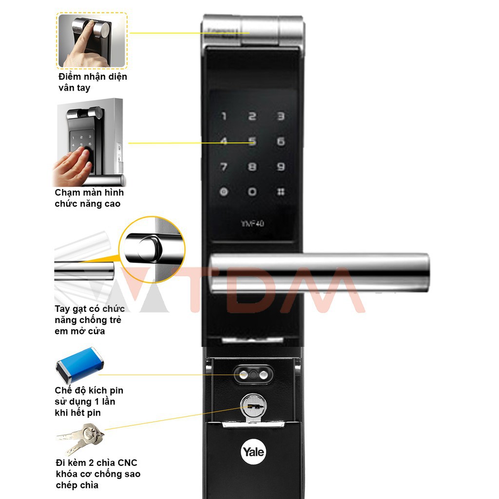[HCM][Trả góp 0%]KHÓA VÂN TAY YALE YMF 40+