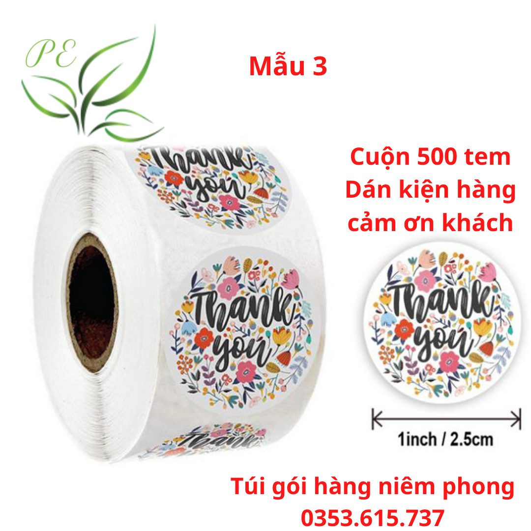 500 Tem Nhãn Dán Gói Hàng/ Sticker Thank You